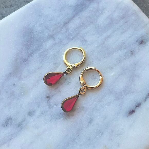 5 for $25 Crystal Charm Earrings Gold Huggie Hoops Rhinestone - Picture 1 of 2